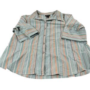 Lane Bryant 18/20 Teal Blue Button Down Blouse